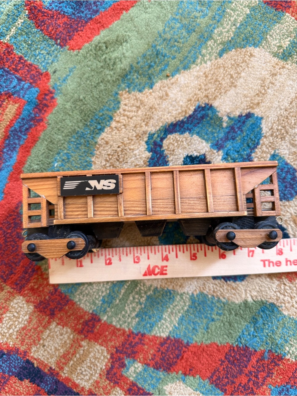 Norfolk Southern Wooden Toy Freight Car in Natural Wood